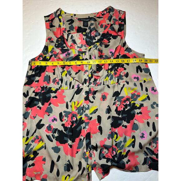 Lane Bryant Sleeveless Multicolor Ruffled Neckline Button-Down Blouse Size 20 - Picture 5 of 6